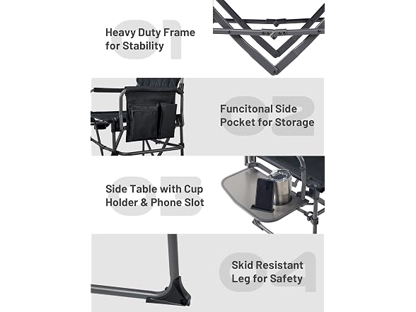 TIMBER RIDGE Black Heavy Duty Camping Chair