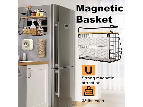Magnetic Shelf for Fridge with Wood Lid