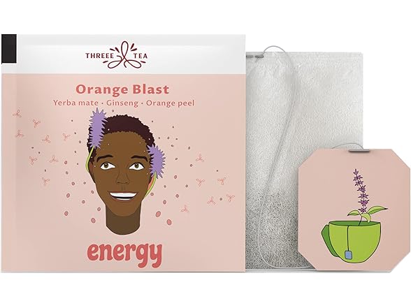 Threee Energy Tea With Caffeine, Orange Blast