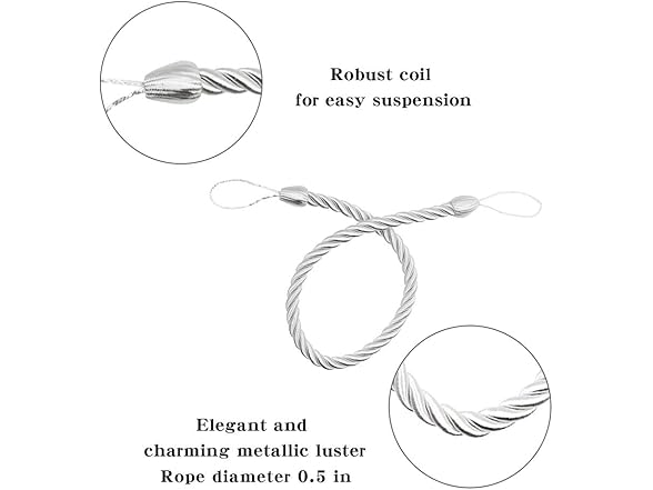 Curtain Drapery Rope Tiebacks 4 Pack