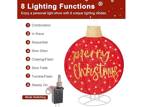 2Pcs Lighted Pop-Up Outdoor Christmas Ornaments Set, 35 Inch