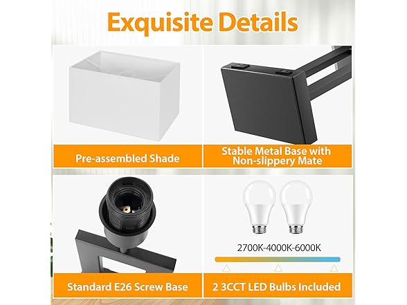 Kondras B0DC6F31YN Dimmable Table Lamp
