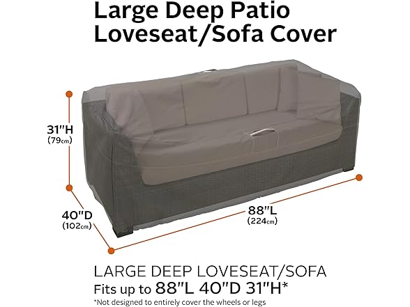 88 Inch Deep Seated Patio Loveseat Cover