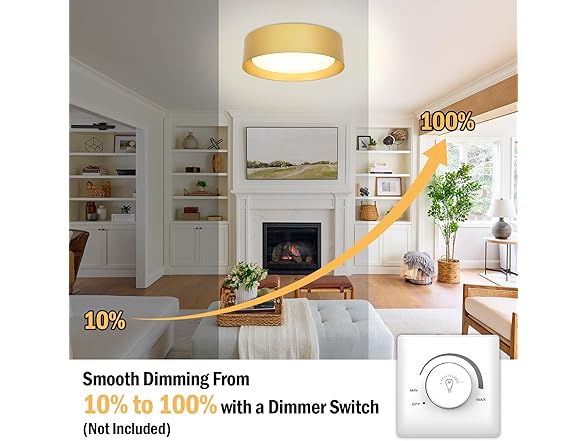 BrightHome 13" Flush Mount Ceiling Light, Gold