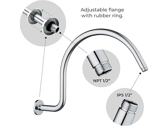 17" Stainless Steel Shower Arm Extension