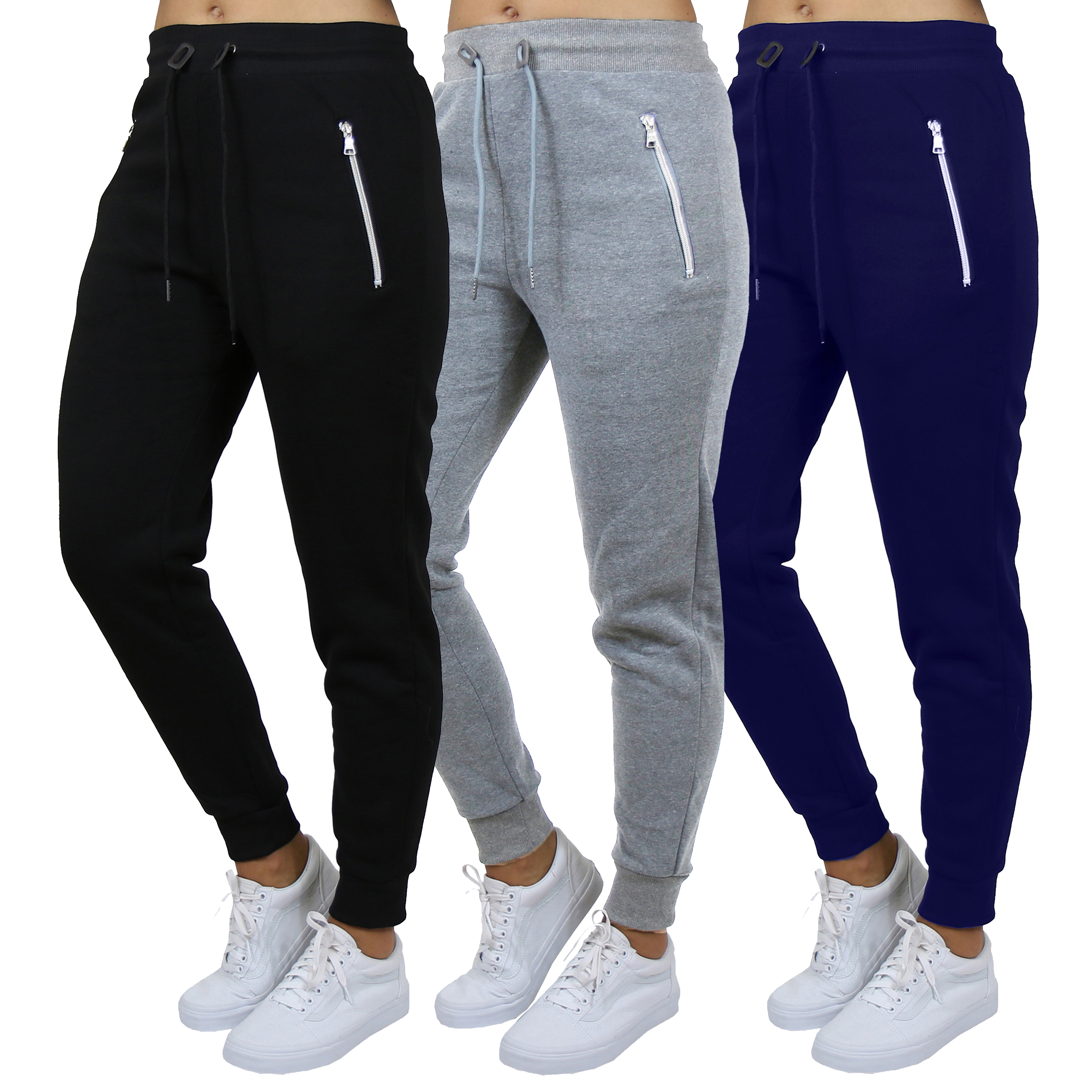 3Pk Asst Womens Loose Fit Fleece Joggers - Gallery 7