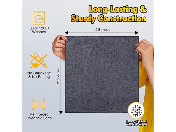 HOMEXCEL APP-Auto-149 20 Pcs Microfiber Cloths Grey