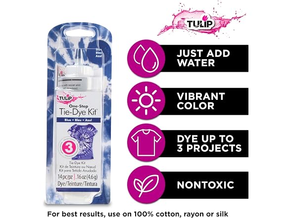 Tulip One-Step Tie-Dye Kit, Vibrant Colors for Fabric, Blue