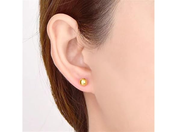14K Solid Gold Ball Stud Earrings
