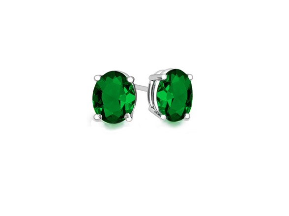Sterling Silver Emerald Green Studs