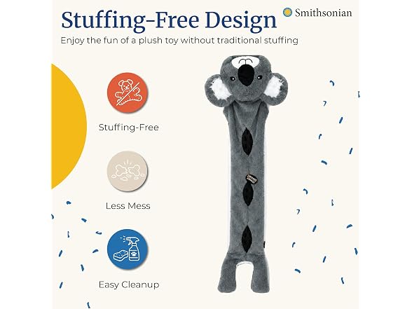 Smithsonian Long Animals Dog Toy – Stuffing-Free Large Koala