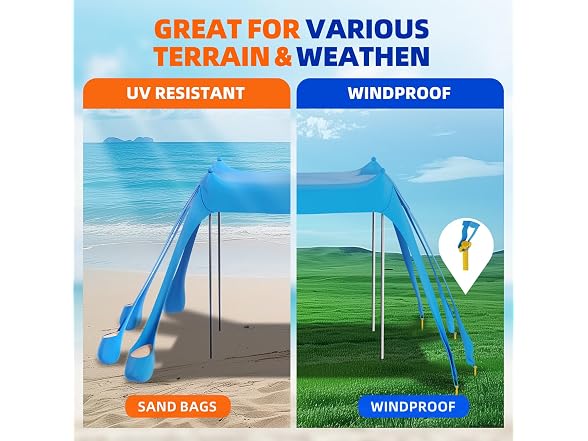 DOLLATE Beach Tent (Sky Blue), 10x10ft