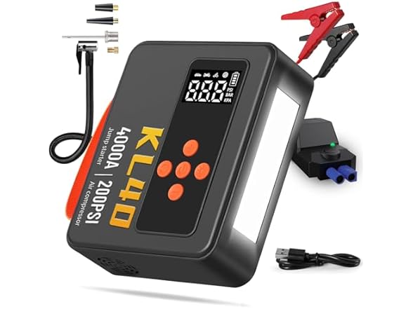 Jump Starter with Air Compressor | 4000A | 200PSI | 26000mAh