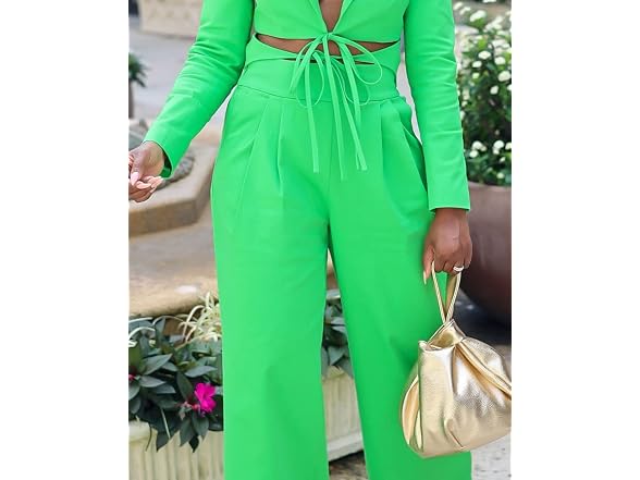 The Drop Classic Green Wide Leg Pant by