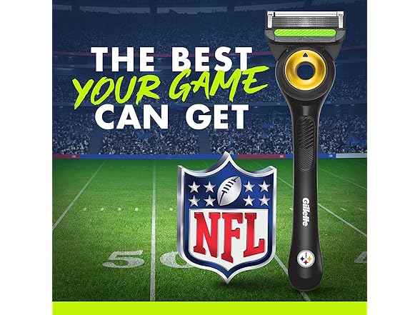 Gillette Labs Special NFL Steelers Edition Shaving Razor for Men - 1 Handle, 4 Razor Blade Refills & Magnetic Stand, GilletteLabs with Exfoliating Bar