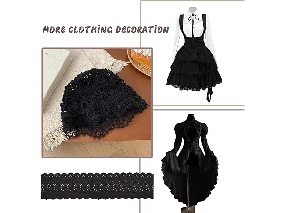 3Yards Eyelet Lace Trim, Black Cotton