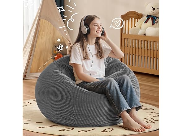 Cansunna Grey Bean Bag Chair 2'