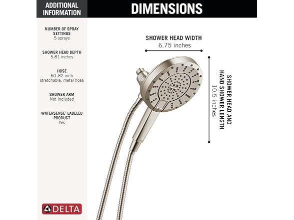 Delta 5-Setting In2ition 2-in-1 Dual Shower Head