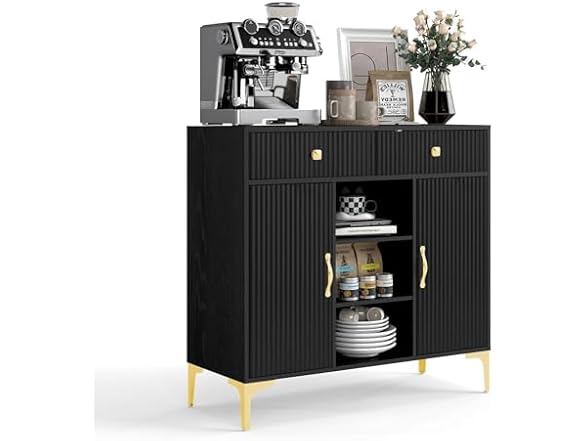 OBEKANN Black Sideboard Buffet Cabinet