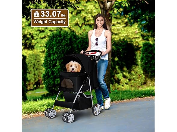 Black Pet Strolling Cart