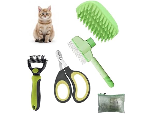 Cat Grooming Brush Kit, 4PCS Pet