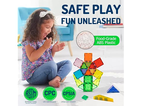 EchoPlan 130PCS Magnetic Tiles w/2 Cars