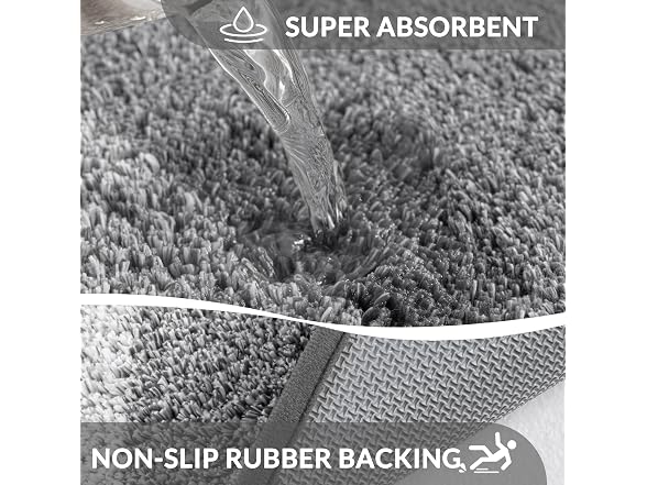 Exclusivo Mezcla Soft Absorbent Bathroom Rugs, Non
