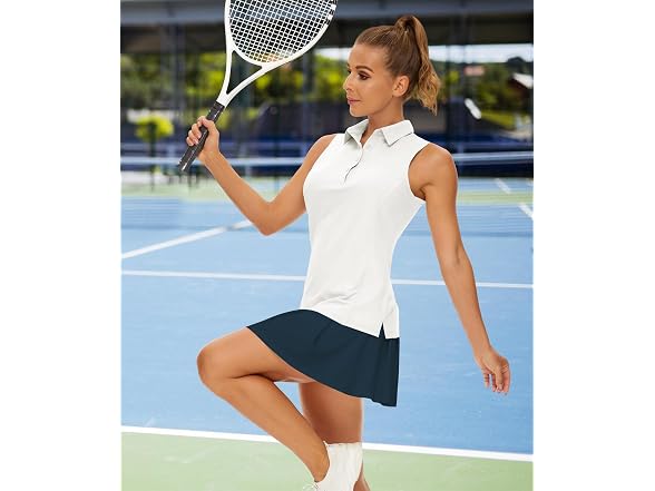 Casei Women (M) Sleeveless Golf Polo Shirt Dry Top