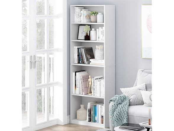 Furinno Jaya 5-Tier Bookshelf White