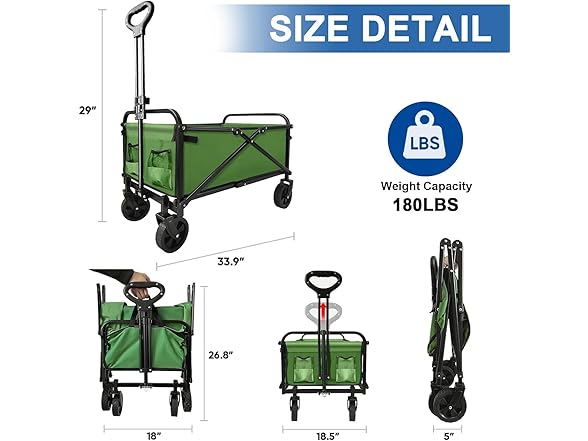 SAILARY Collapsible Foldable Wagon, Green