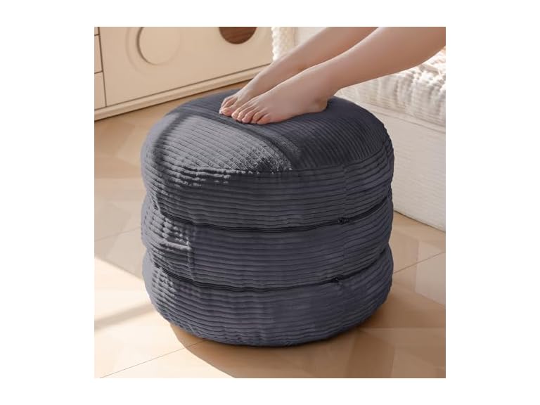 Round Pouf Ottoman, Foam Footrest