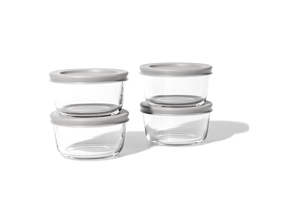 8-Piece Glass Food Storage Containers Set Grey