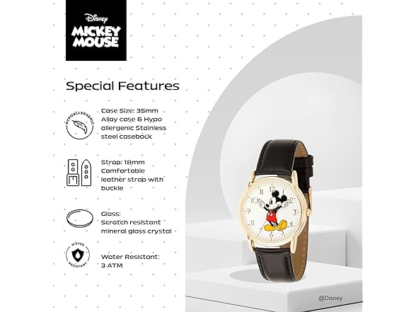 Disney Men Mickey Mouse Articulating Hands Watch