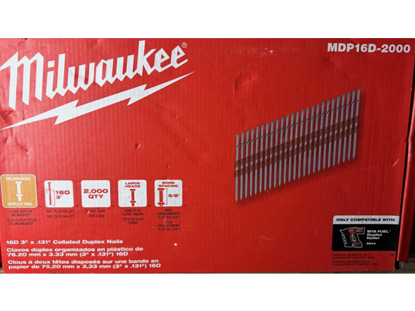 Milwaukee MDP16D-2000 16D 3" x .131" Duplex Nails