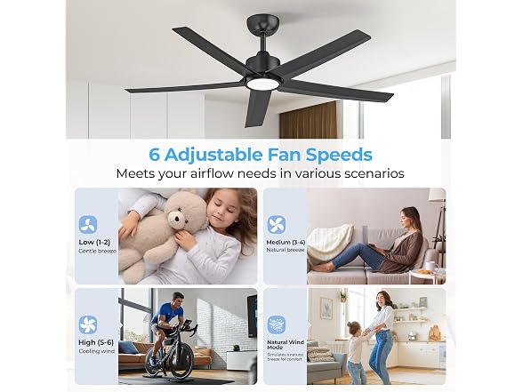 ocioc 52 inch Black Ceiling Fan