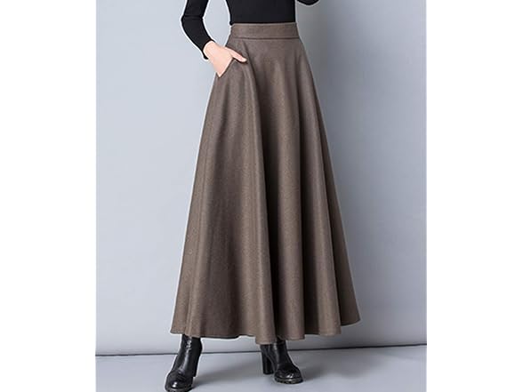 Femiserah Women (M) Long Maxi Woolen Line Skirt