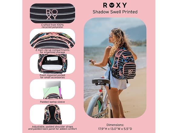 Roxy Women's Shadow Swell Backpack Anthracite The Moves Floral