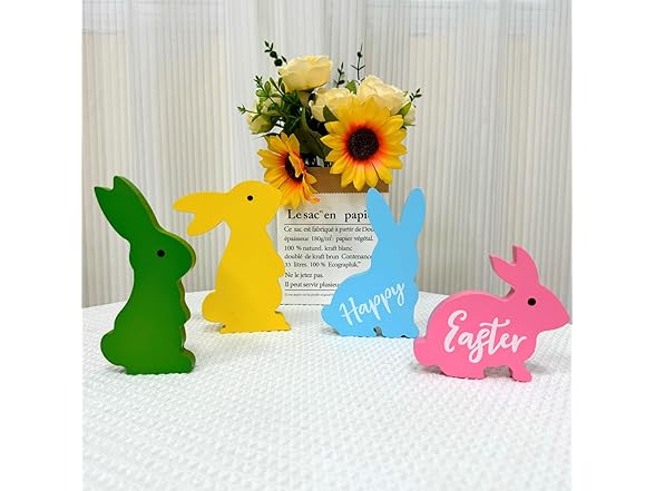 ALISSAR Wooden Easter Bunny Decorations