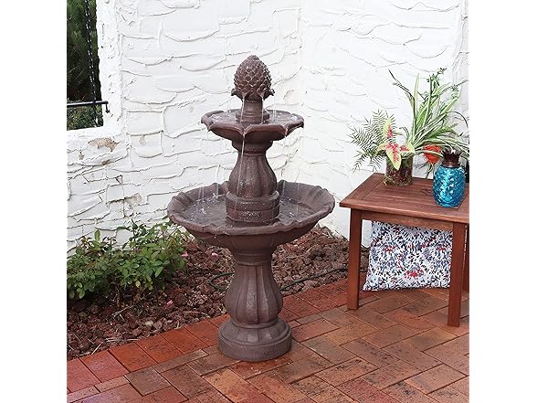Sunnydaze 38-Inch Curved Plinth Outdoor Water Fountain