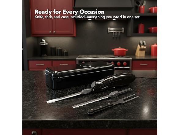 OVENTE Electric Knife Set with Two Serrated Stainless Steel Blades