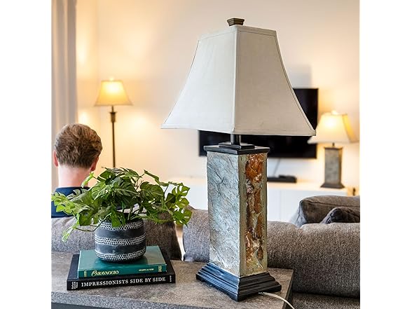 Sunnydaze Decor GSI-7971 Slate 3 Piece Lamp Set Grey