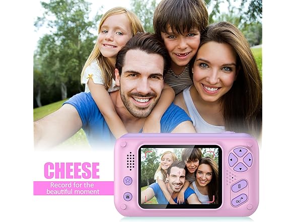 PURULU Kids Camera with Flip-up Lens for Selfie & Video, HD Digital Camera with 32GB SD Card, Ideal for 3-8 Years Old Girls Boys on Birthday Christmas Party as Gift (Open Box)