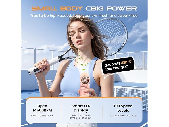 Coolhill Clip-On Mini Fan 3000mAh 5spd