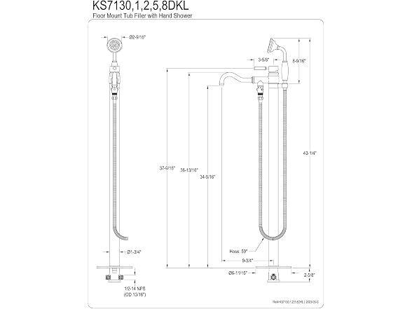 Kingston KS7132DKL Freestanding Tub Faucet