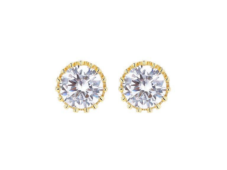 IGT-DAAS-DEBS6125-G 925 Sterling Silver Crown Studs Gold 
