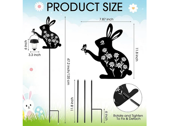 Hakol Bunny Solar Hanging Light – Outdoor Black w Light