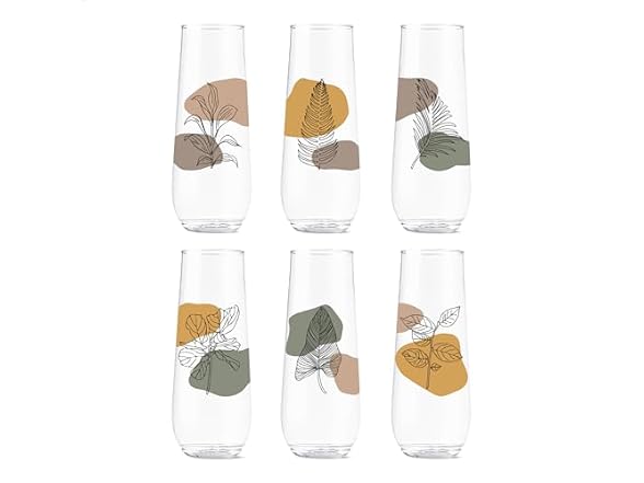 TOSSWARE 9oz Botanical Plastic Flute 6Pk