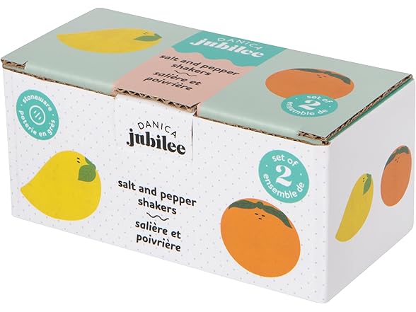 Jubilee Citrus Burst Stoneware Salt and Pepper Shakers 2.75 x 2in