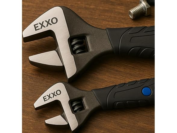 EXXO 4004 2 pc Adjustable Wrench Set WITH GRIP
