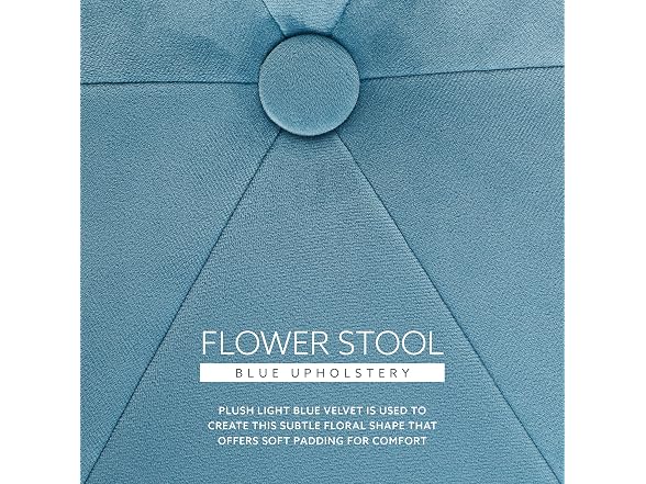 Linon Talulah Light Blue and Gold Vanity and Accent Stool